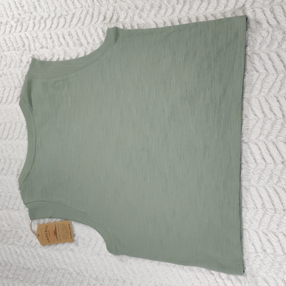 522. Faherty Sunwashed Slub Muscle Tank | Color: Sage Creek - Picture 7 of 8